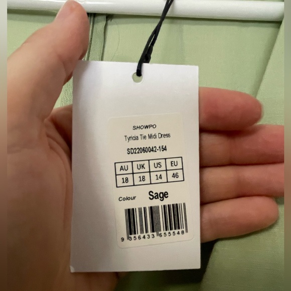 SHOWPO TYRICIA LONG SLEEVE TIE FRONT CUT OUT MIDI DRESS IN SAGE - Picture 6 of 7